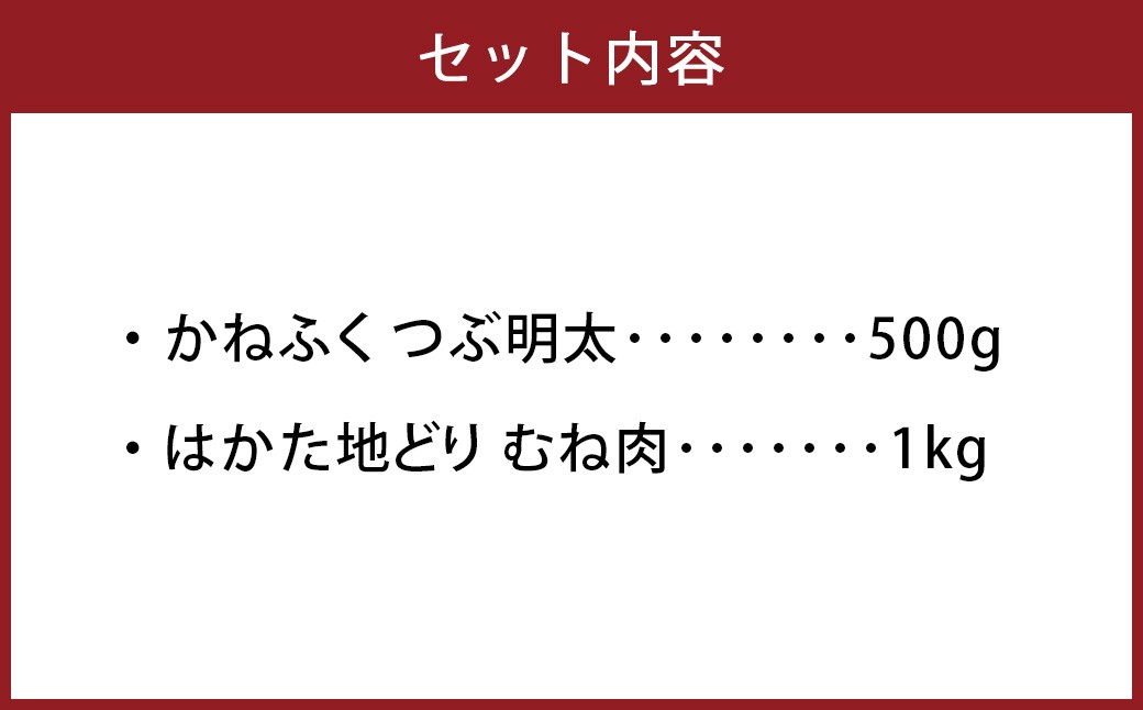 はかた地どりむね肉1kg・つぶ明太500g