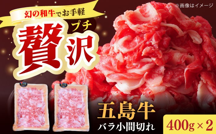 五島牛 バラ 小間切れ 2パック（800g）切り落とし / 4～5人前 長崎和牛 【ごとう農業協同組合】