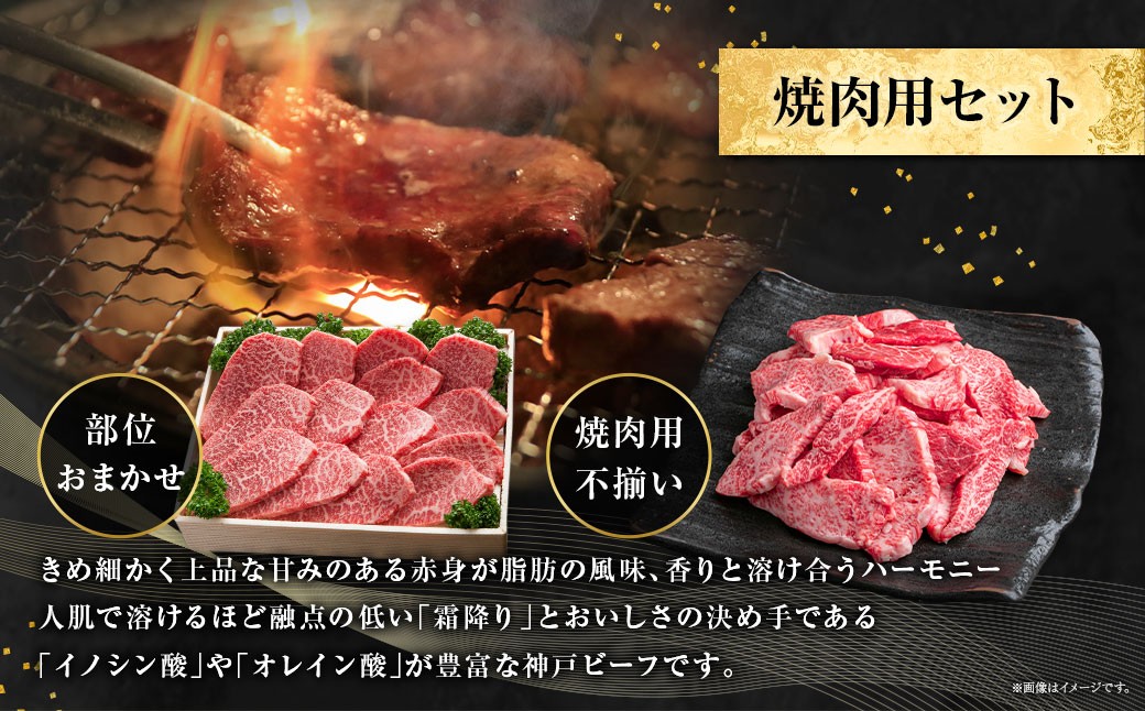 神戸牛 焼肉・焼肉（不揃い）用セット 計約900g AKY3