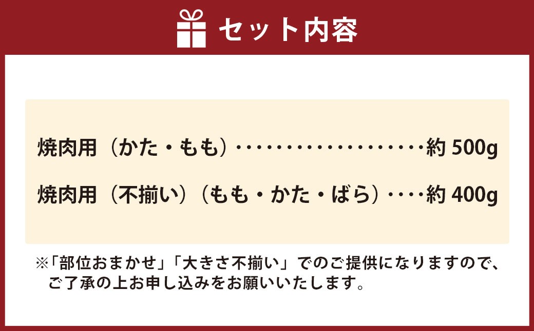神戸牛 焼肉・焼肉（不揃い）用セット 計約900g AKY3