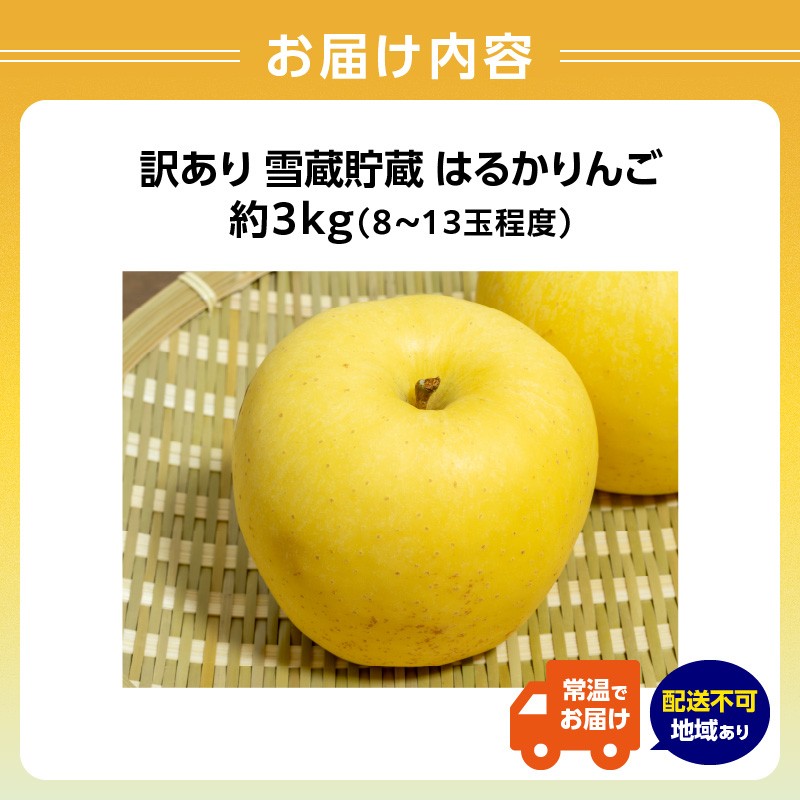 《先行受付》訳あり 雪蔵貯蔵 はるかりんご 約3kg【2026年3月上旬頃～発送予定】【山形りんご・りんご専科 清野】