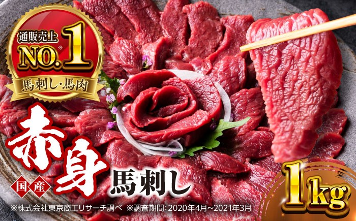 国産 赤身馬刺しセット 約1000g (50g×20パック) 熊本馬刺し