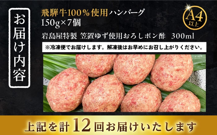 飛騨牛ハンバーグ 牛肉 和牛 国産 お肉 惣菜 おかず ゆず 柚子 柚子ぽん酢 贈答 ギフト おすすめ 人気 岐阜県 恵那市