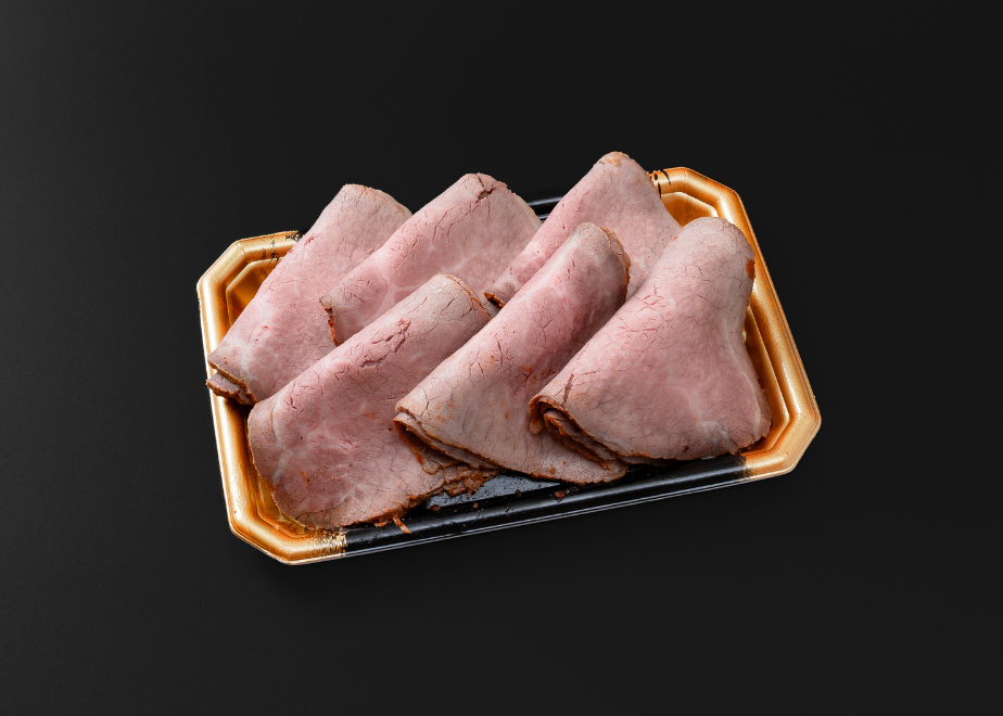 四日市市の名店・焼肉大剛の手作りローストビーフ。しっとりした断面のイメージ。