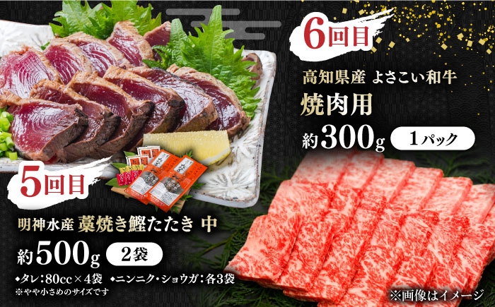 【6回定期便】カツオと和牛の赤身定期便/カツオ 食べ比べ 鰹のセット 土佐和牛 牛肉