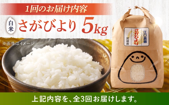【3回定期便】令和7年産 さがびより 白米 5kg＜15年連続特A評価＞ 配送前精米/江口農園[UBF