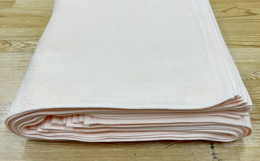 220匁 ヒノキ抗菌防臭加工タオル ショートパイル（サーモンピンク） 