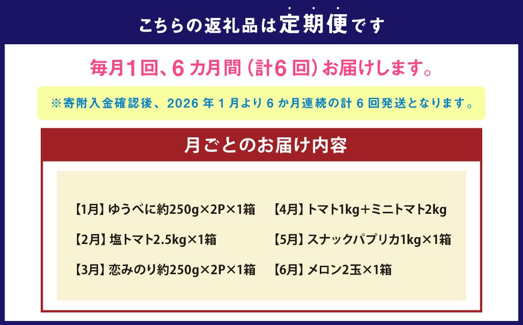 【2026年1月下旬発送開始】【年6回定期便】火の国くまもとの魅力たっぷり！Vegettimo厳選、特別定期便
