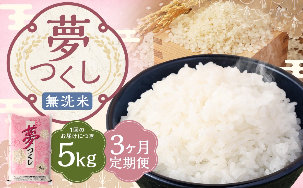 【3ヶ月定期便】　無洗米 食味鑑定士厳選 夢つくし 5kg×3回 計15kg
