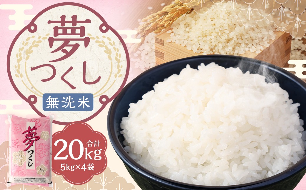【令和7年産】 無洗米 食味鑑定士厳選 夢つくし 20kg（5kg×4袋）