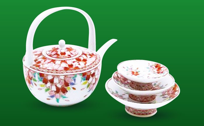 【山口政勝工房】 さくら絵 屠蘇器三ッ揃い盃 [UBW004] 焼き物 やきもの 器 酒器 盃