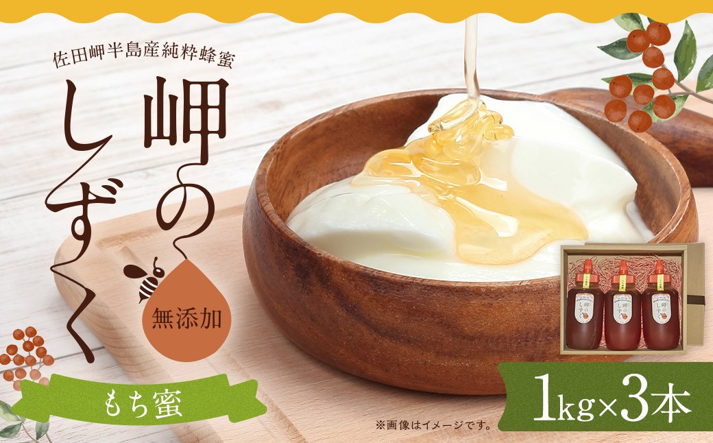 「岬のしずく」佐田岬半島産 純粋蜂蜜 もち蜜 1kg 3本 セット 合計約3kg はちみつ ハチミツ 蜜 国産（321）