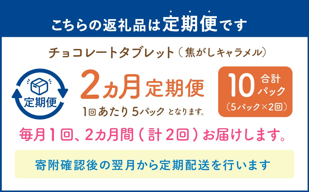 【1ヶ月毎2回定期便】 チョコレートタブレット 焦がしキャラメル 計10パック