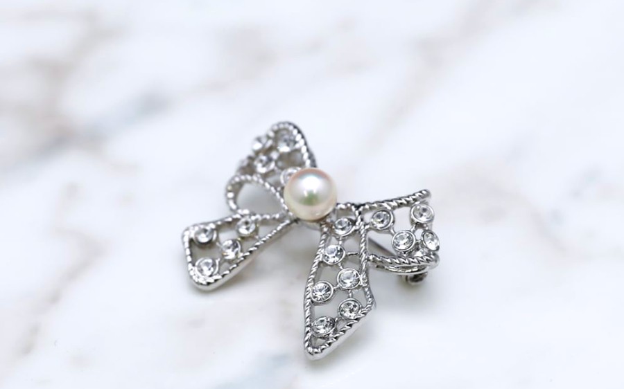 アコヤパールブローチ リボンモチーフ 真珠