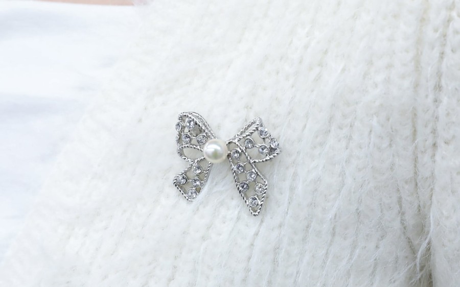 アコヤパールブローチ リボンモチーフ 真珠