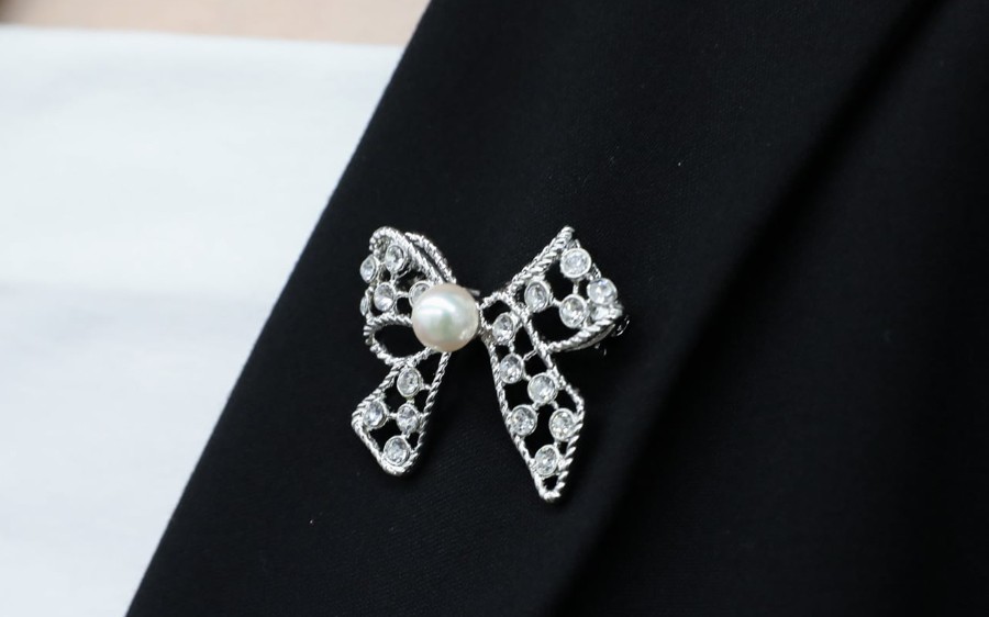 アコヤパールブローチ リボンモチーフ 真珠