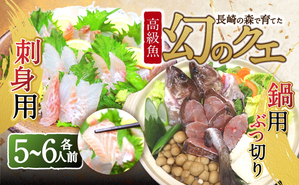 長崎の森で育てた『幻のクエ』 【セット】刺身/鍋用 各5～6人前 (1kg～2kg前後×2セット)