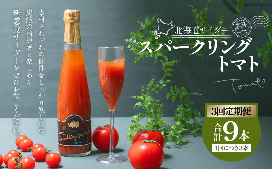 【3回定期便】 北海道サイダー スパークリングトマト 3本セット×3回 計9本