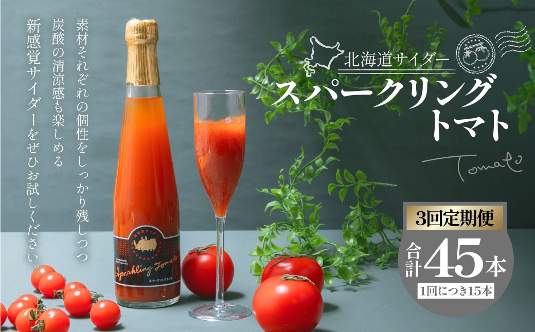 【3回定期便】 北海道サイダー スパークリングトマト 15本セット×3回 計45本