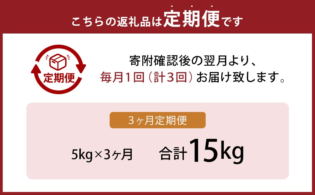 【3ヶ月定期便】 無洗米 食味鑑定士厳選 夢つくし 5kg×3回 計15kg