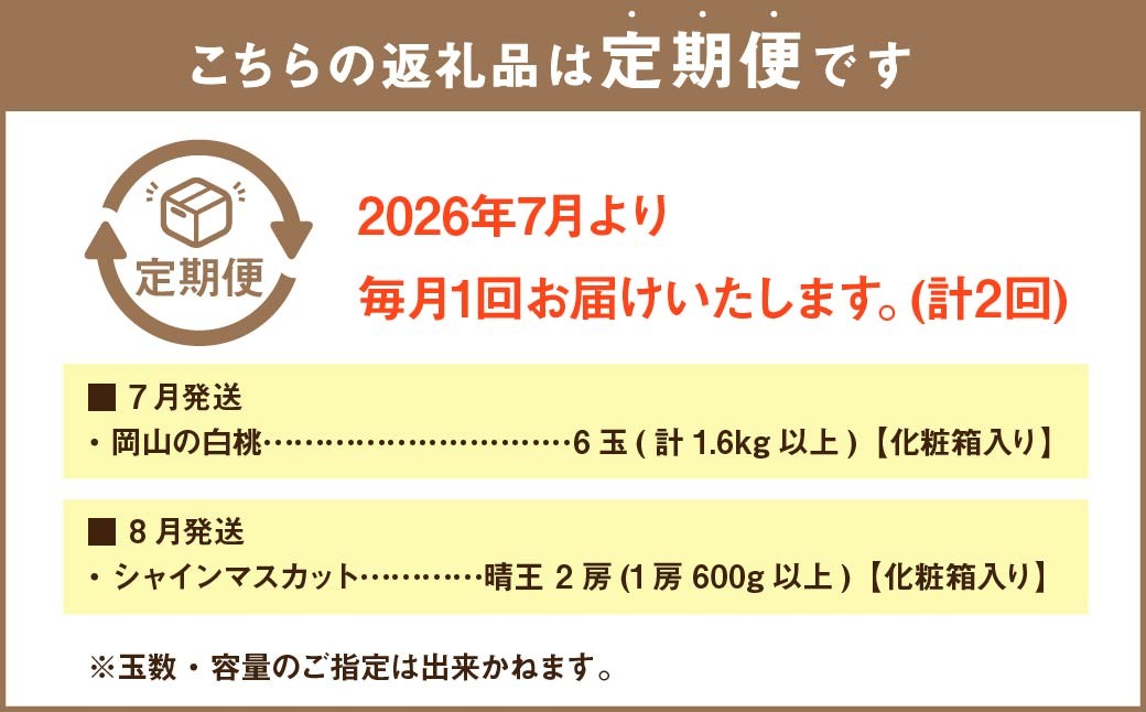 【2回定期便】岡山県産 フルーツ定期便コース （白桃・ 晴王）