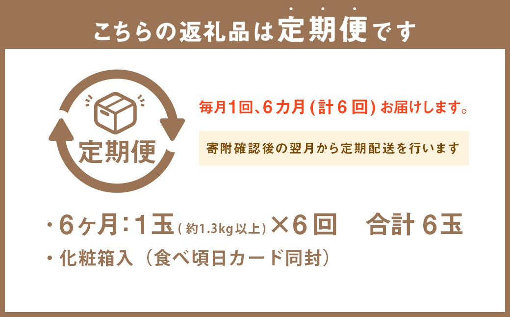【6ヶ月定期便】静岡県産高級 アローマメロン 白等級 中玉 1玉 約7.8kg以上 化粧箱入