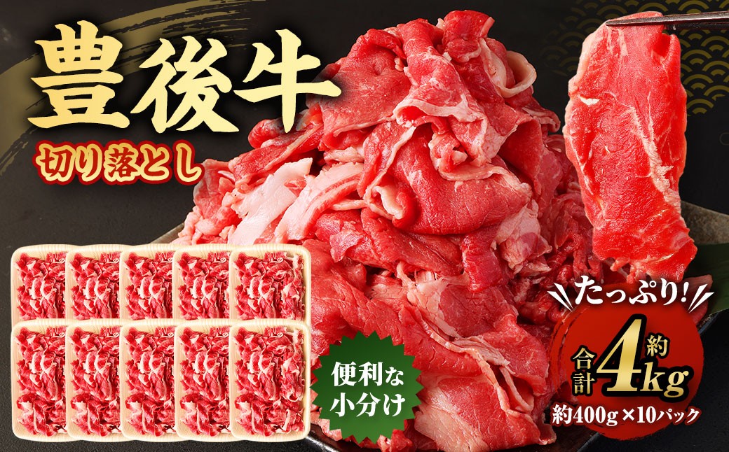 豊後牛 切り落とし 合計約4kg (約400g×10パック) 牛肉 国産 大分県産