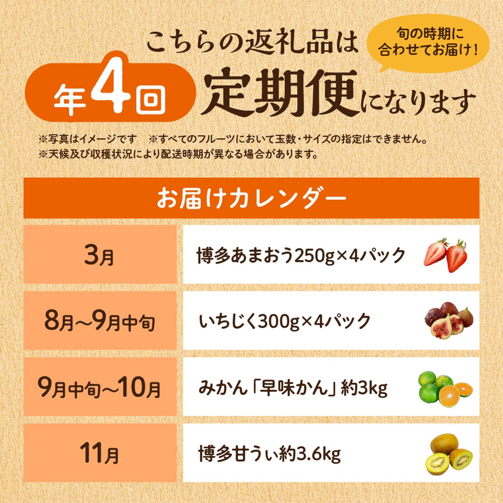 【定期便/年４回】旬の福岡フルーツ定期便