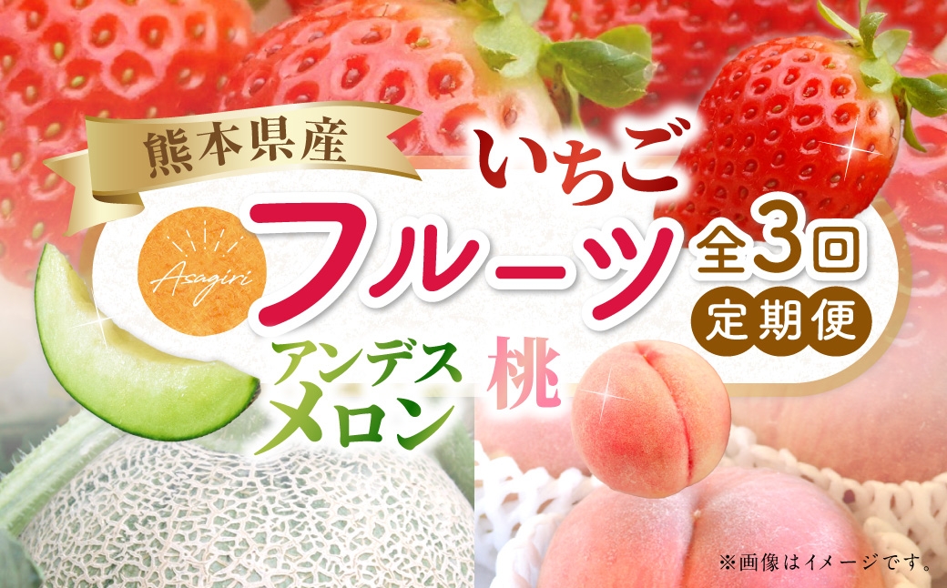 【フルーツ3回定期便】 球磨のいちご1kg×4パック＋アンデスメロン5kg＋桃1kg