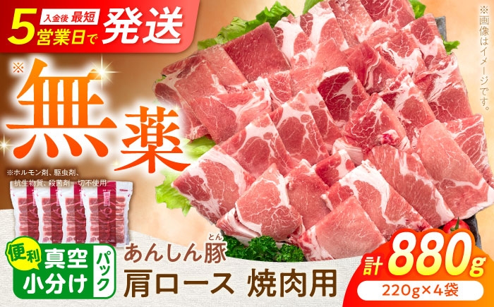 体も喜ぶ、無薬のこだわり豚。豚本来の旨みあふれるカタロース焼肉用 計880g
