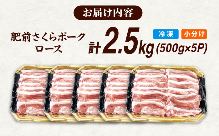 肥前さくらポーク ロース 500g × 5パック 計 2.5kg | しゃぶしゃぶ 豚 豚肉 大容量 ロース 国産 小分け|