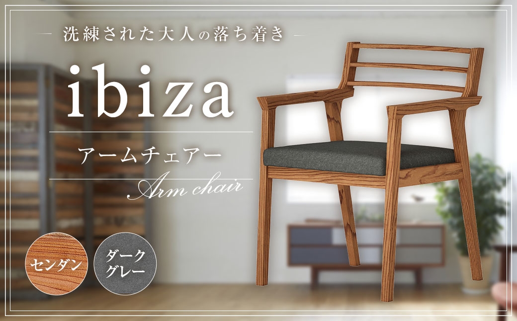 イビザ アームチェアー ／ インテリア 家具 椅子 チェア モダン リビング 木目 ダークグレー