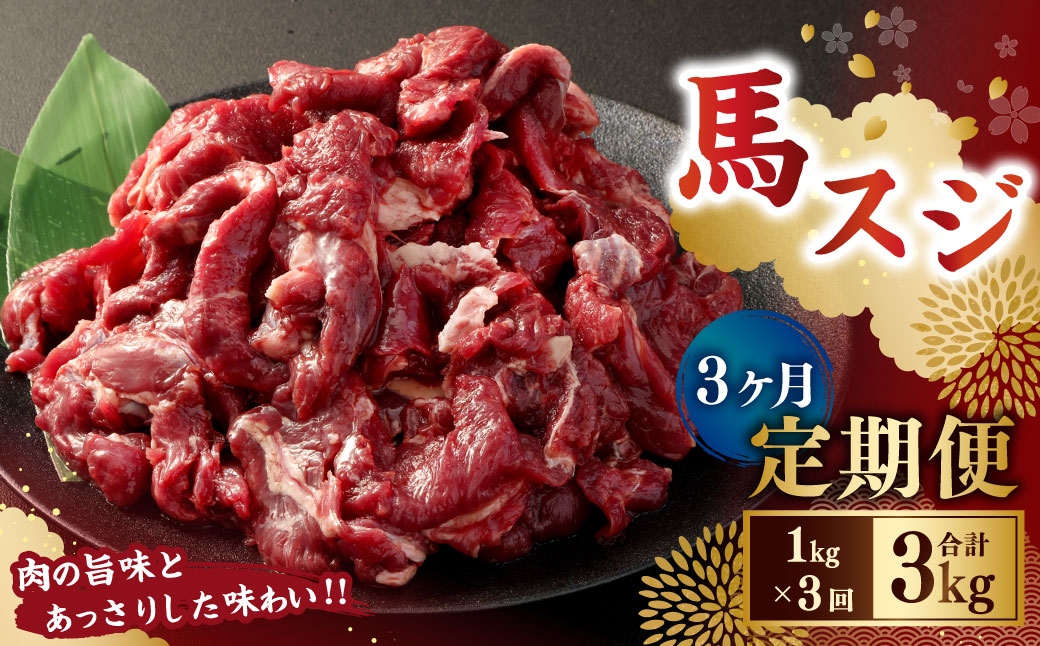 【3ヶ月定期便】 馬スジ1kg（500g×2パック）