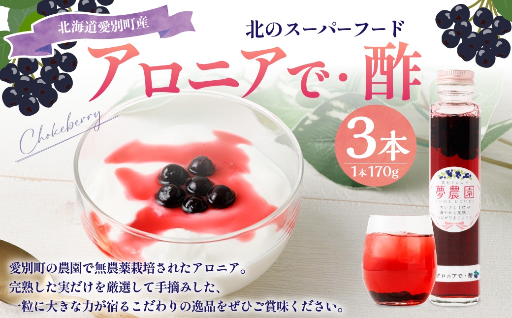 アロニアで・酢 170g×3本
