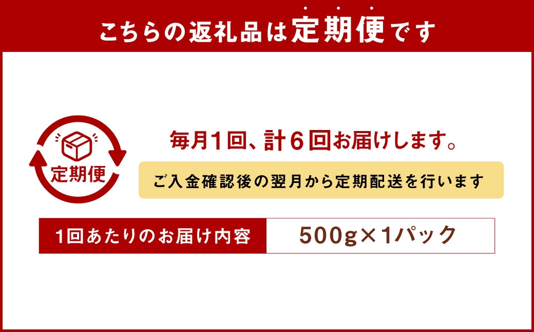 【6ヶ月定期便】 訳あり 赤牛焼肉用カット（バラ・ロース）500g