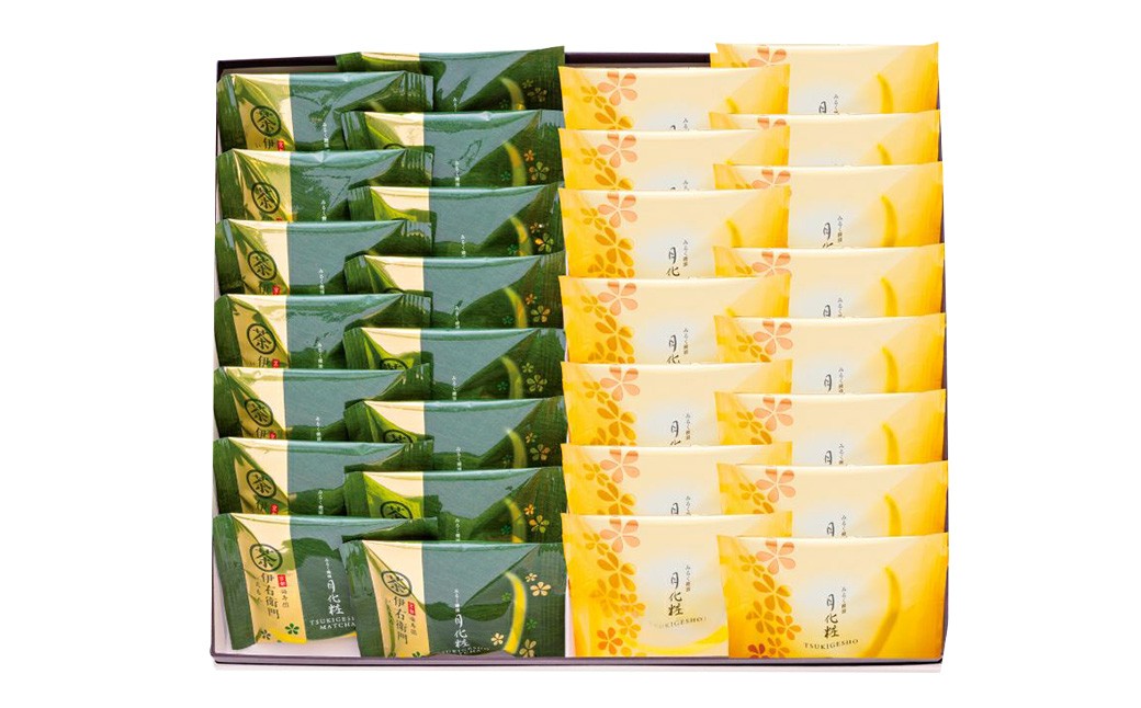 青木松風庵 月化粧 ＆ 伊右衛門 月化粧 抹茶 各15個 詰合せ 合計30個入り お菓子 和菓子 洋菓子 饅頭  みるく饅頭