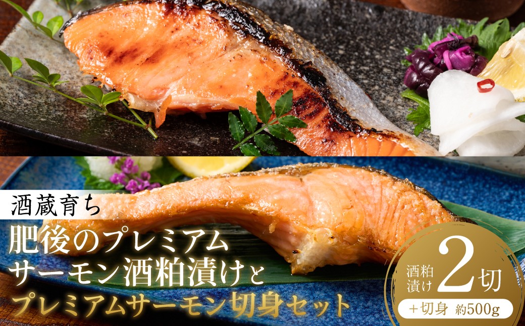 酒蔵育ち 肥後のプレミアムサーモン粕漬け と プレミアムサーモン切身セット