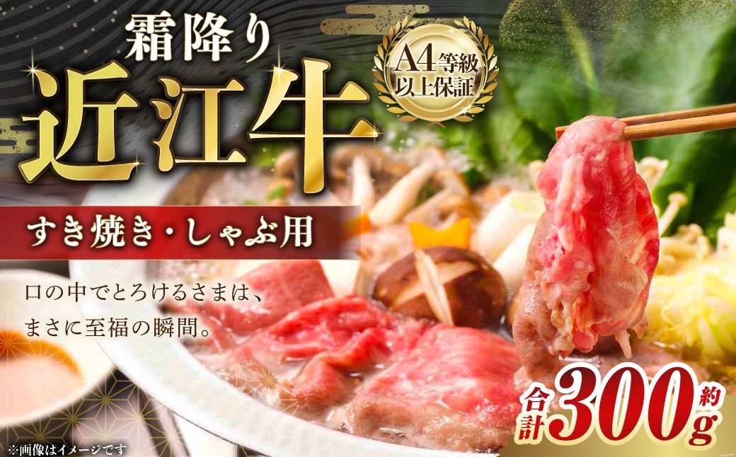 A4等級以上保証！！近江牛ロース・肩すき焼きしゃぶしゃぶ用約300g【近江牛専門店かねきち】