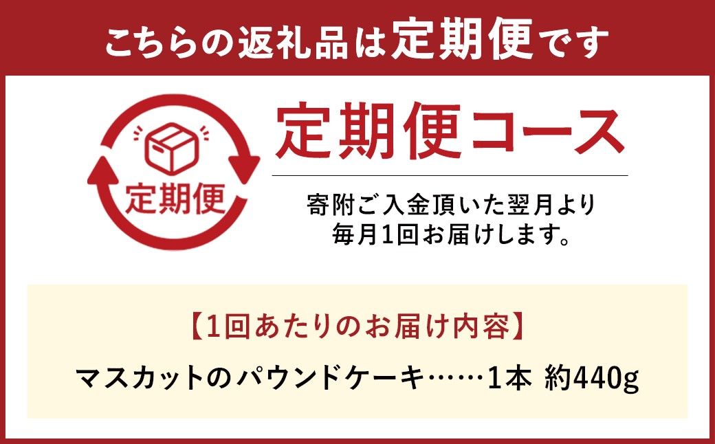 【3ヶ月定期便】 マスカットのパウンドケーキ 1本×3回