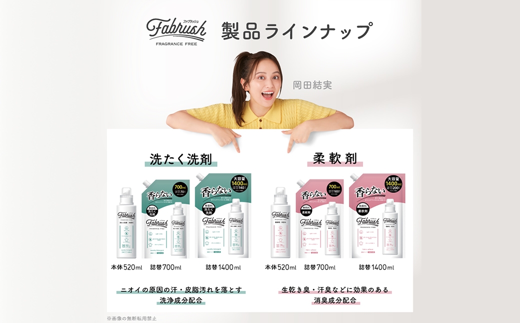 【4つの無添加（香料 蛍光剤 漂白剤 着色料）】fabrush 濃縮洗たく洗剤 無香料 詰替700ml×12個