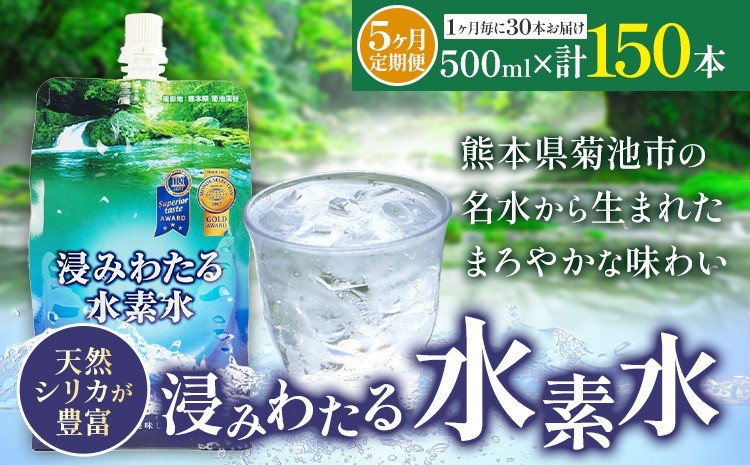 【定期便5回】浸みわたる 水素水 計75L (500ml×30本)×5回 