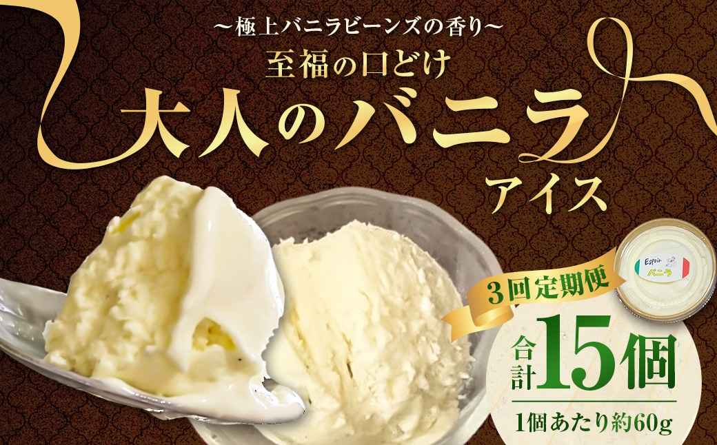 【3回定期便】 【極上バニラビーンズの香り】 至福の口どけ "大人のバニラアイス" 5個×3回 計15個