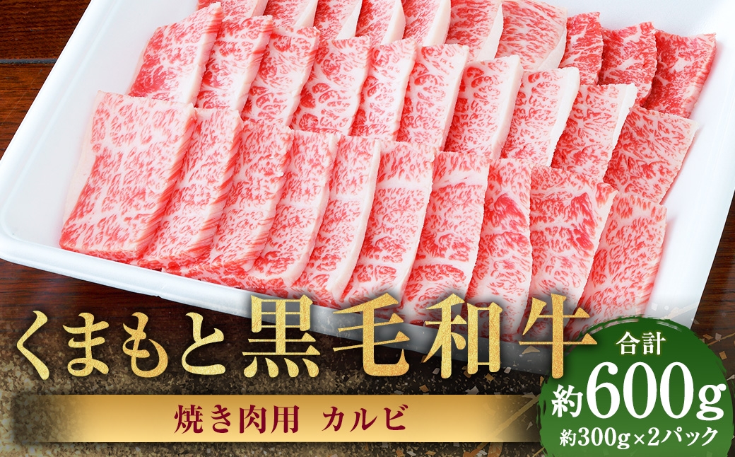 くまもと黒毛和牛 焼き肉用カルビ 約600g（約300g×2パック）