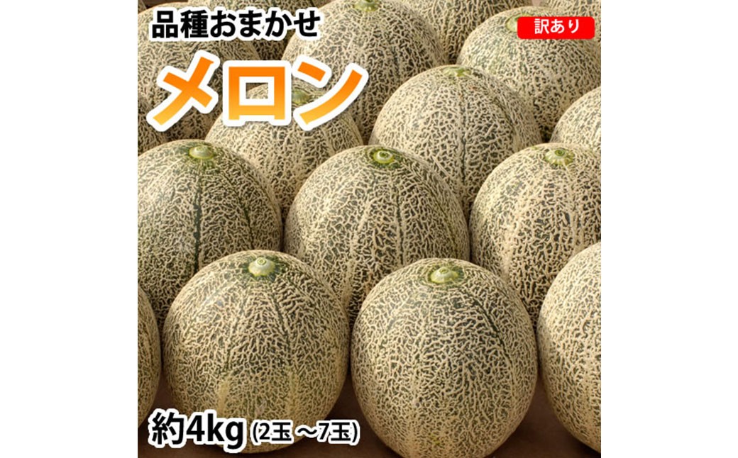 訳あり メロン 品種おまかせ 約4kg （2～7玉）