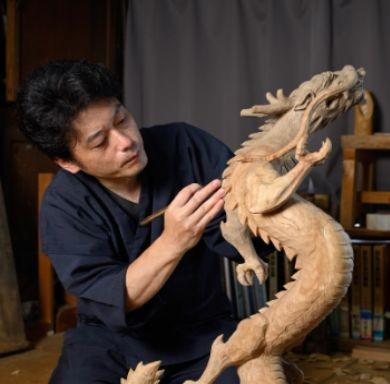 赤井彫刻工房　雷神像｜ac00006 塩竈市 塩釜 (有)赤井商店 赤井彫刻工房