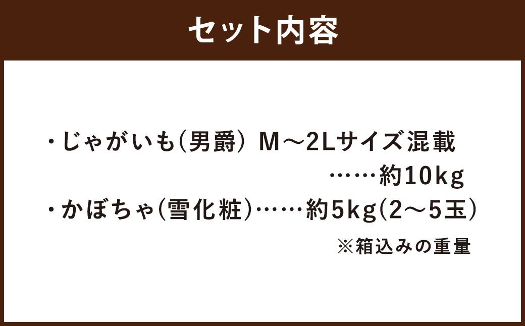 北海道産 じゃがいも 男爵 M～2Lサイズ混載 約10kg かぼちゃ 雪化粧 約5kg（2～5玉） セット 山田農場
