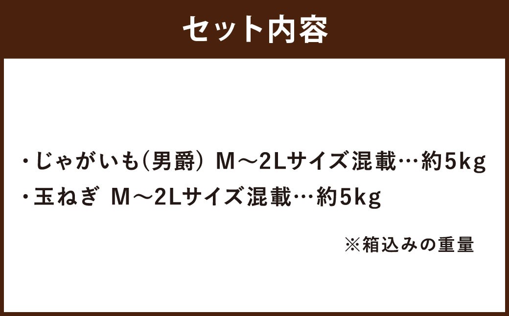 北海道産 じゃがいも 男爵 玉ねぎ セット M～2Lサイズ混載 各約5kg 合計約10kg 2箱 山田農場