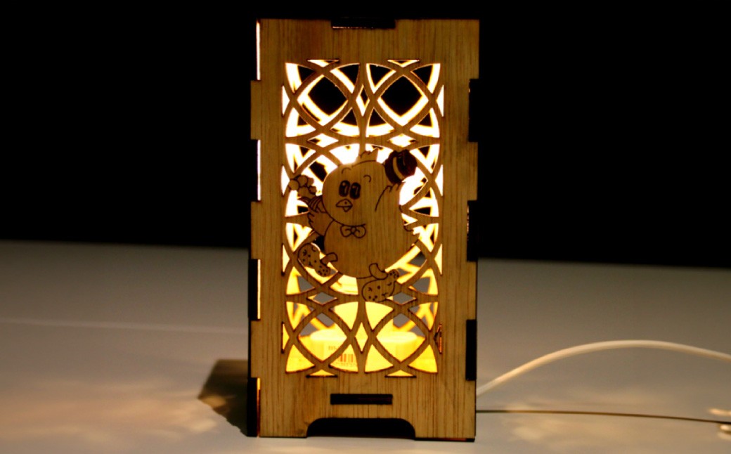 木製行燈型 LEDランタン ☆ 村のマスコット「ピータン」入り☆