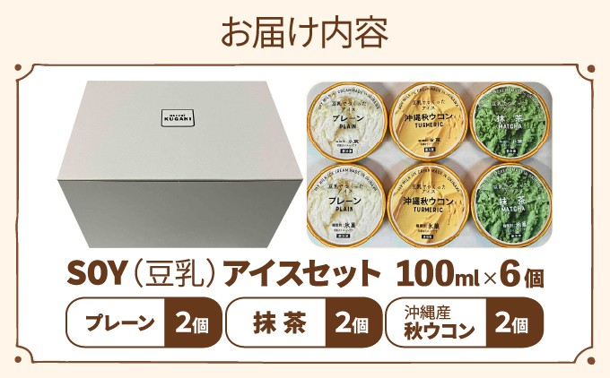 SOY(豆乳)アイス 6個セット (プレーン・抹茶・沖縄産秋ウコン) 3種類 各2個 | 沖縄 宜野湾市 送料無料