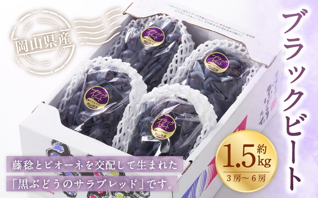 【2026年8月上旬～9月上旬発送予定】岡山県産 ブラックビート 約1.5kg（3房～6房）